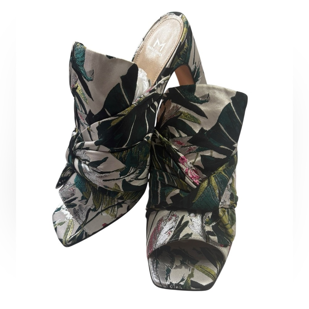 Marc Fisher Hogan Floral Tapestry Open Toe Mule Heels size 11M